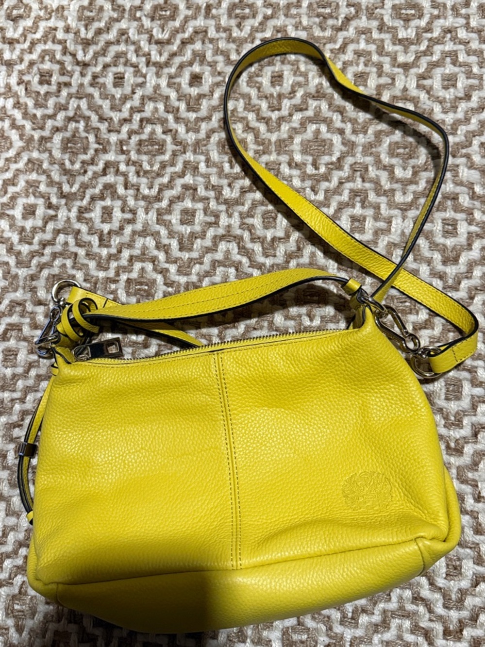 Vince Camuto Bright Yellow Pebbled Leather Crossbody Bag